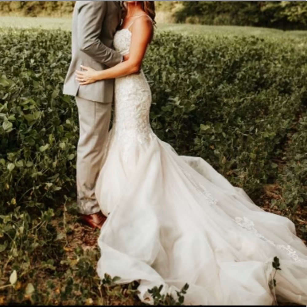 Beautiful trumpet style beaded wedding gown